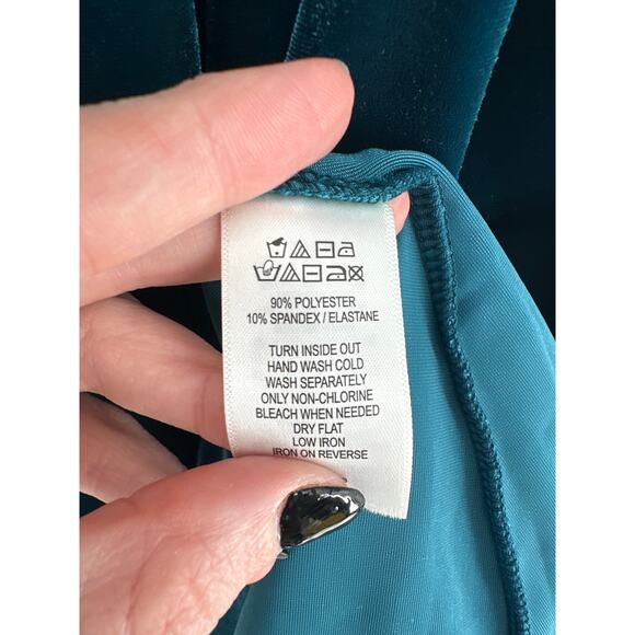 Cynthia Rowley Dress Womens Small Green Velvet Mini Party Flowy Boho Stretch - Picture 4 of 8